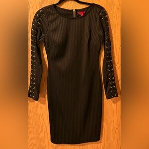 Black Dress with Lace-Up Sleeves